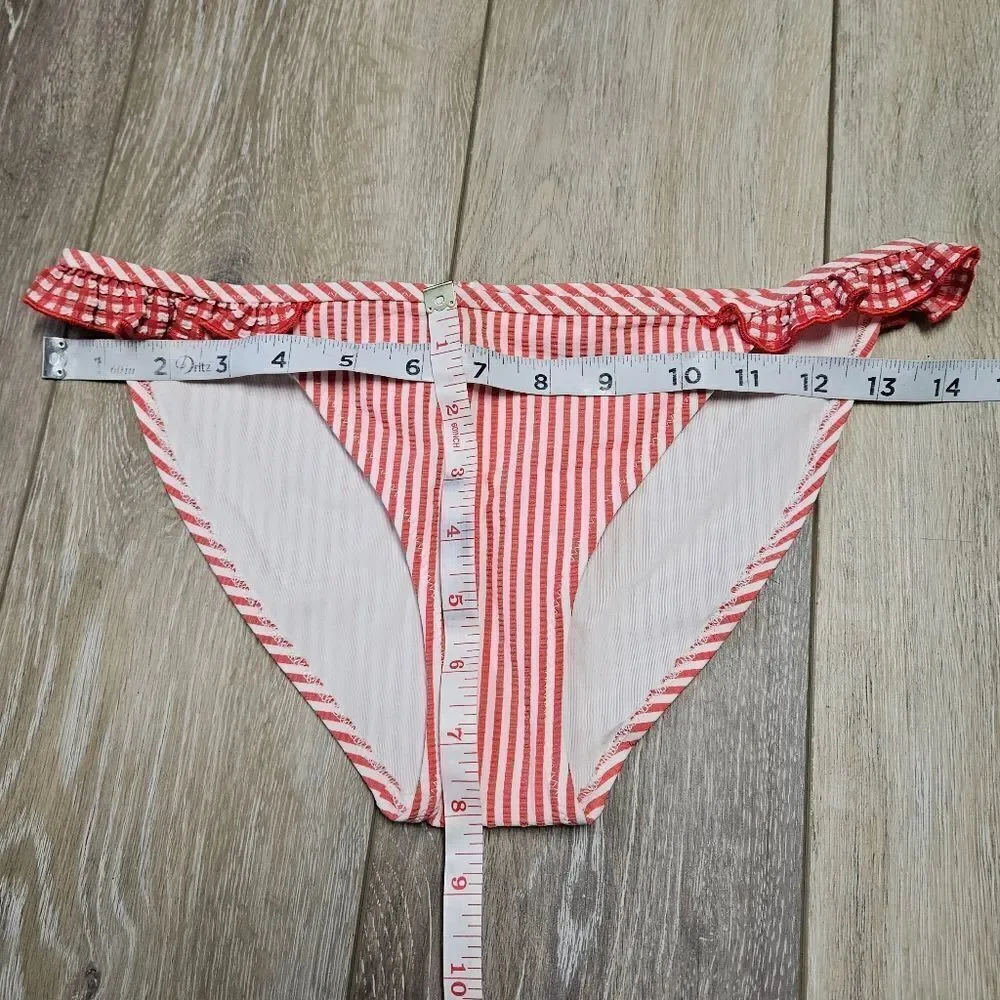 Aerie Bundle Mixed Bikini Pieces Scoop Neck Ruffle Seersucker Bottom Women's XS